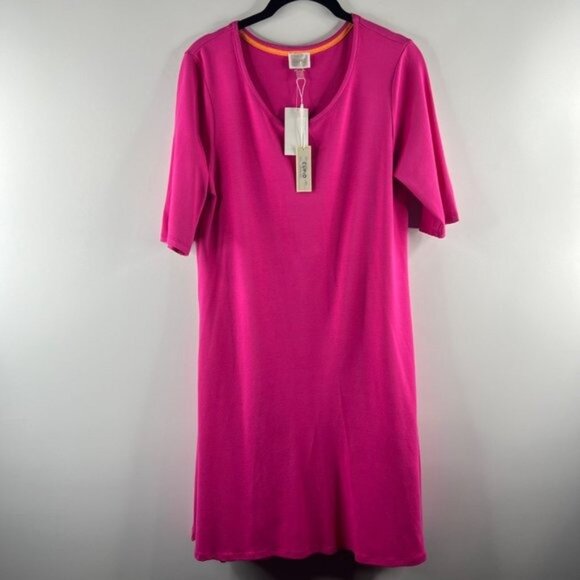Cupio Women's CU1Q085 Short Sleeve Stretch Jersey Dress Size Medium Berry - Picture 2 of 7